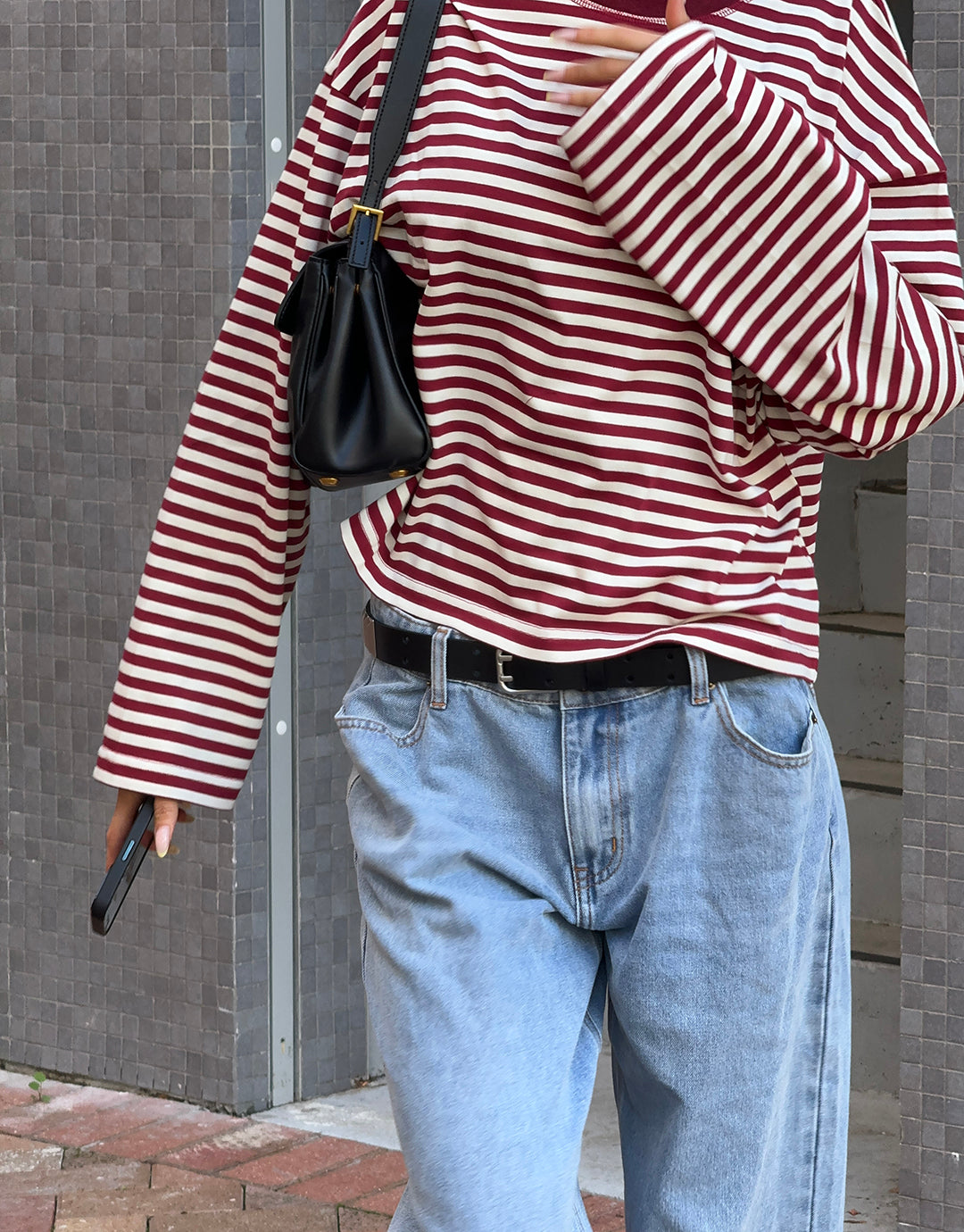 Bloom Long Sleeve Top - Wine Stripe