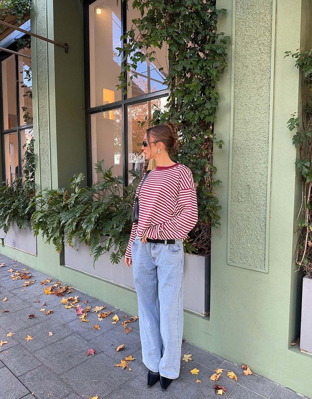 Bloom Long Sleeve Top - Wine Stripe