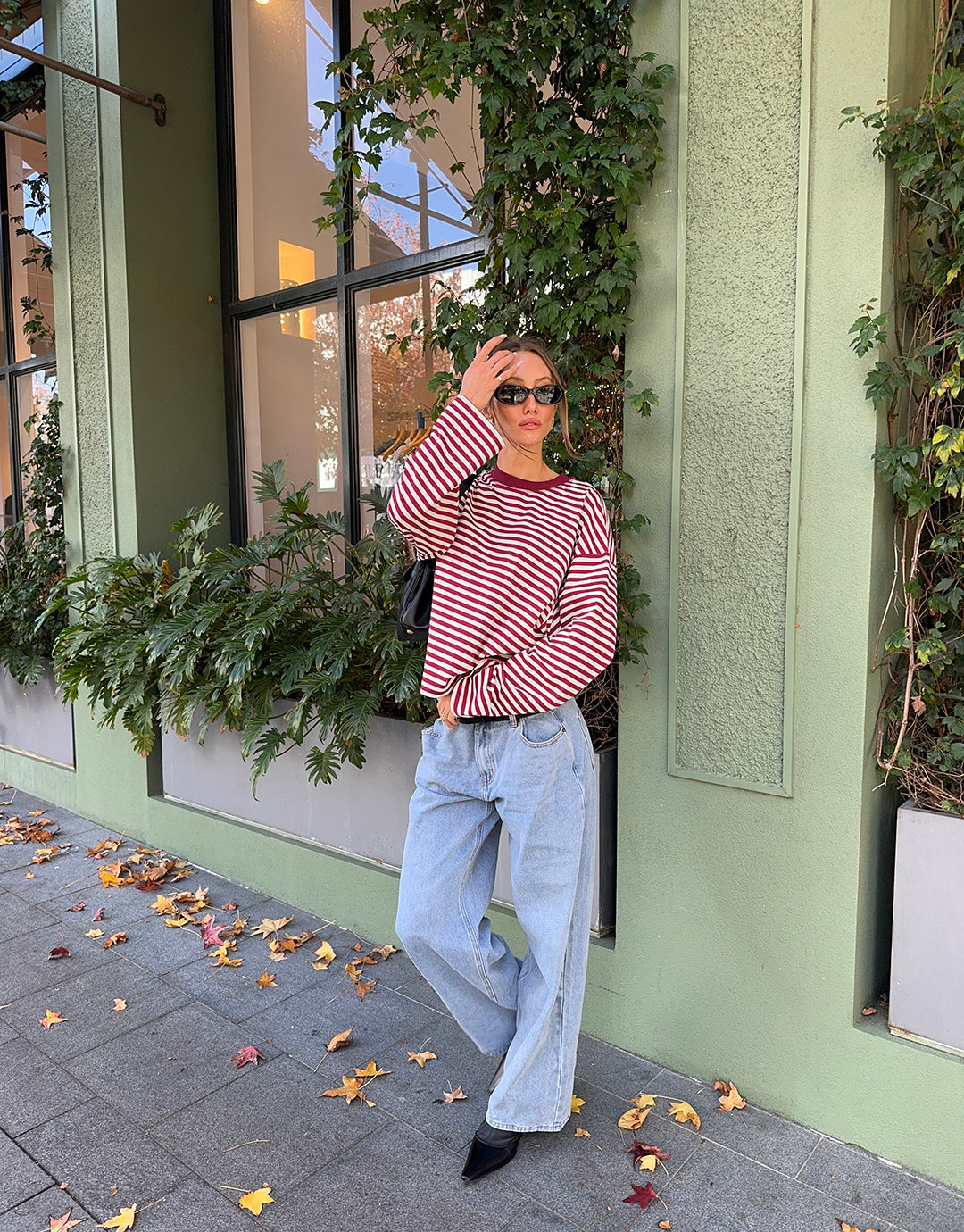 Bloom Long Sleeve Top - Wine Stripe