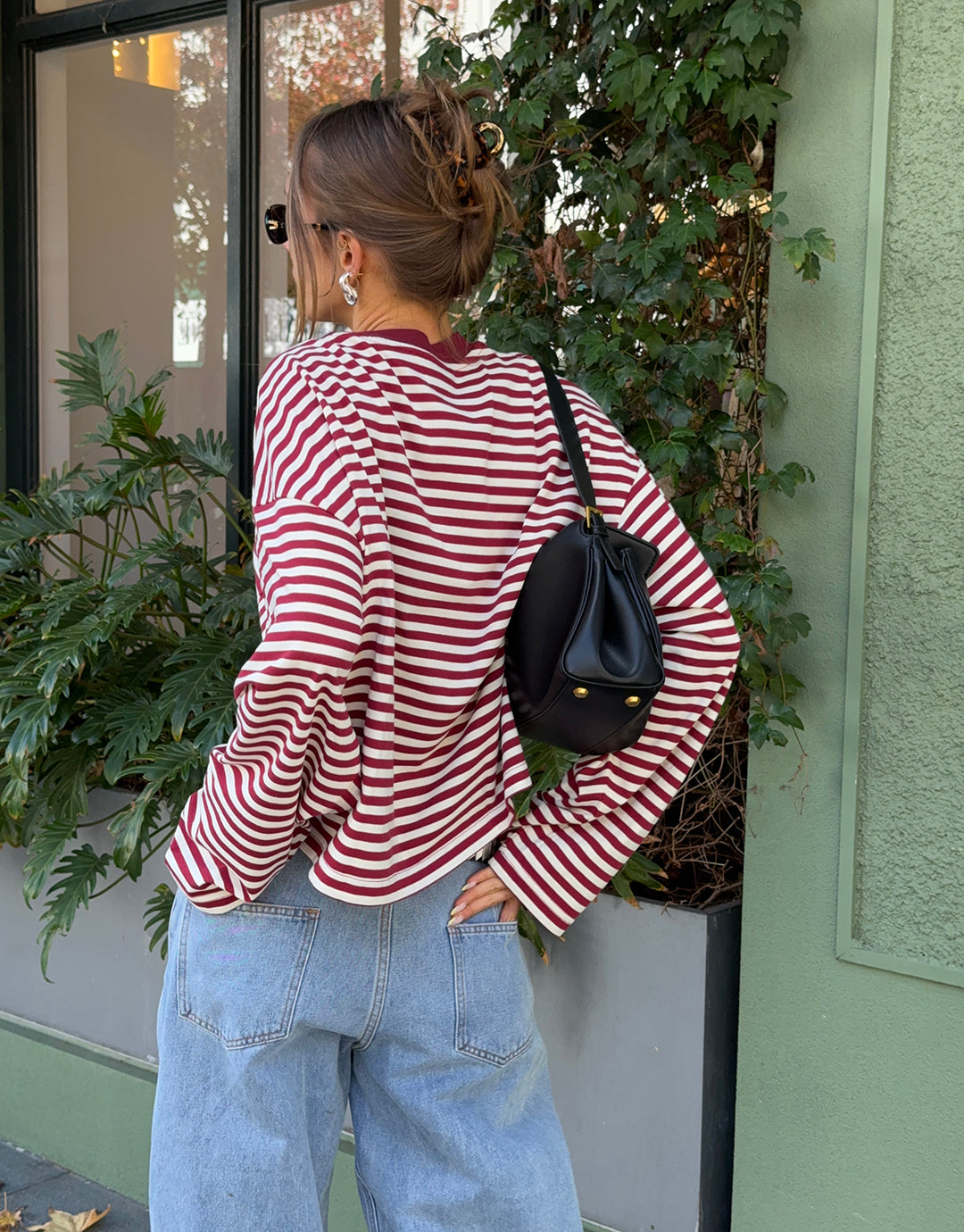 Bloom Long Sleeve Top - Wine Stripe