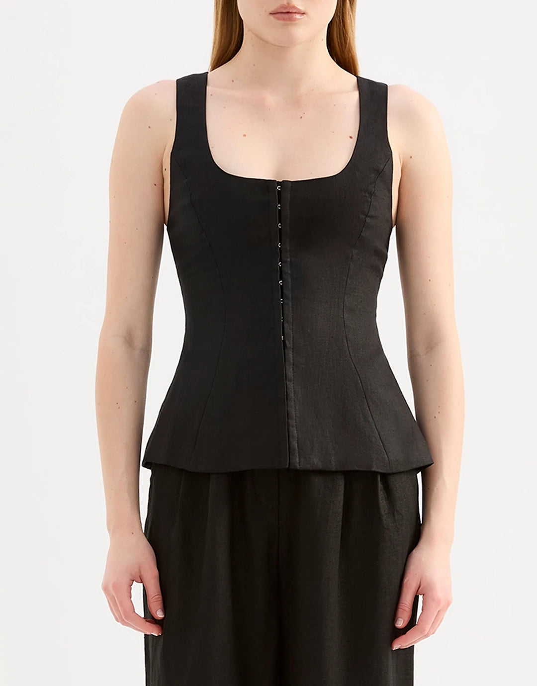 Quinn Linen Vest - Black