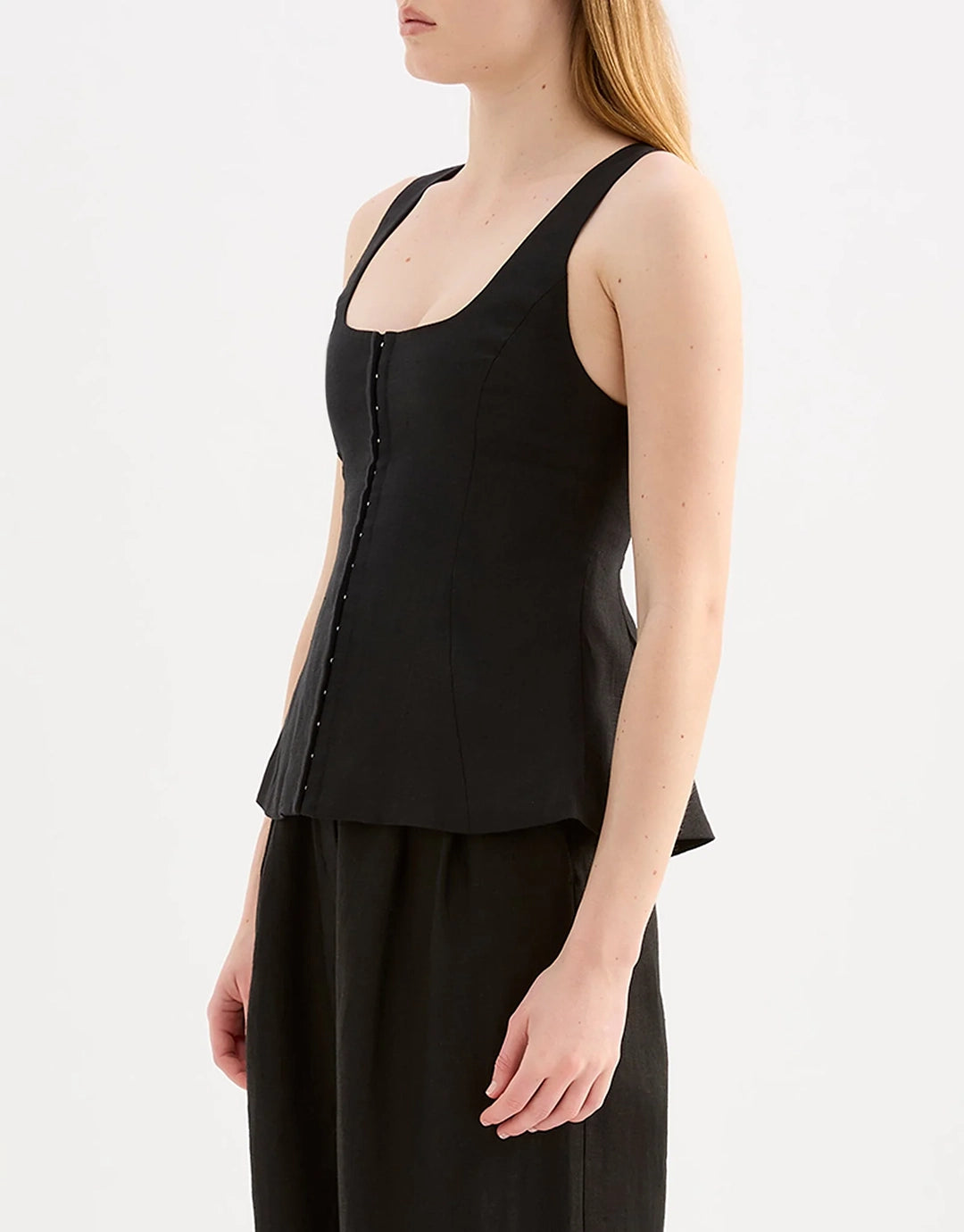 Quinn Linen Vest - Black