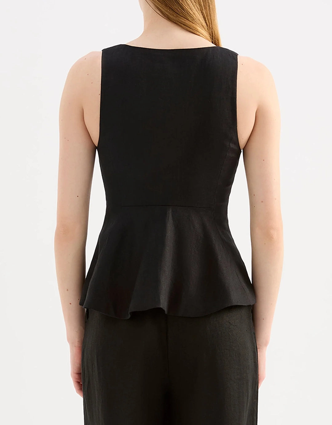 Quinn Linen Vest - Black