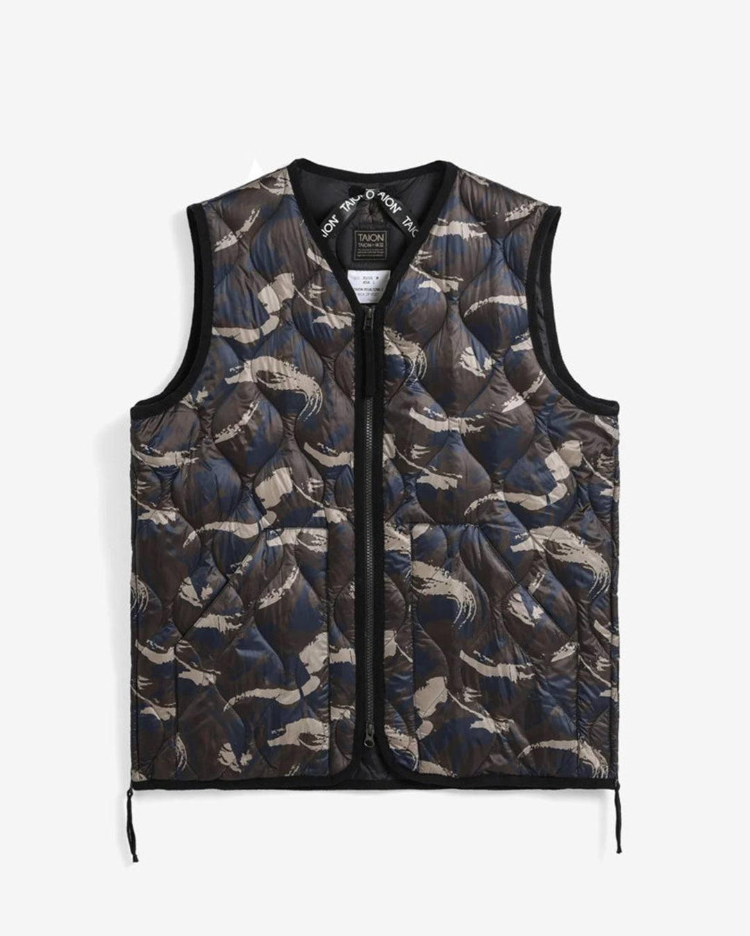 Taion Military V-Neck W-Zip Down Vest - Paint Camo | Wally NZ