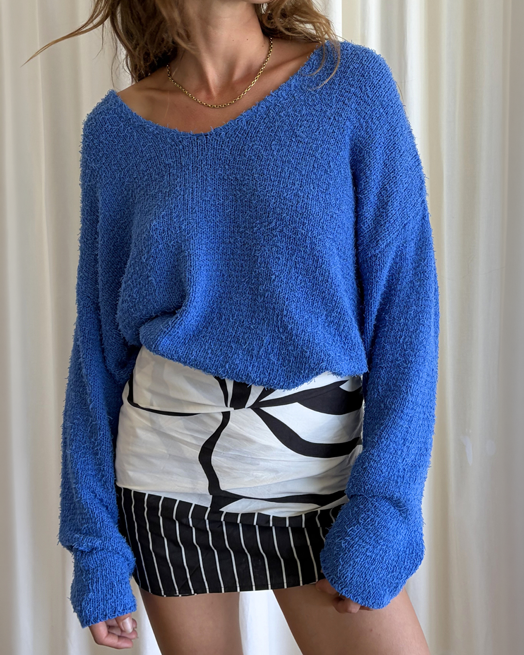 Zulu and Zephyr Textured Knit Jumper - Ocean Blue | Wally NZ