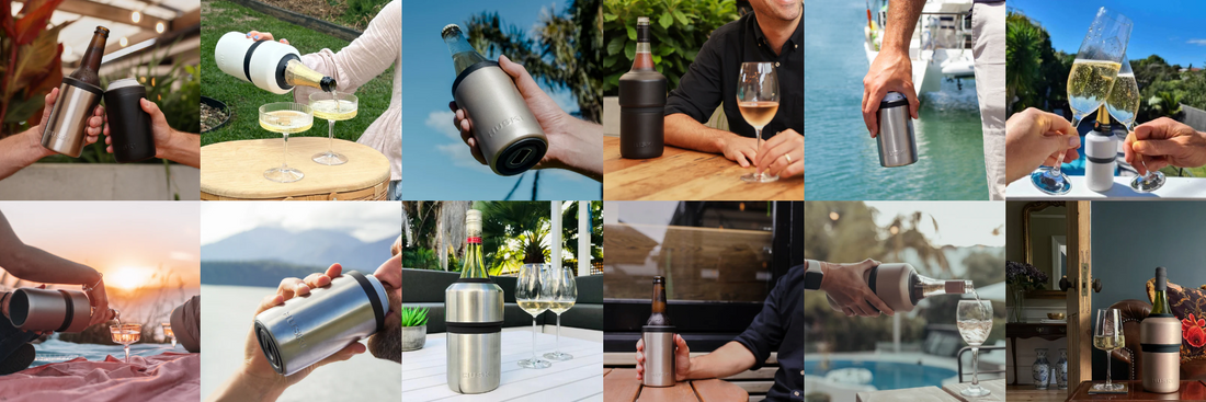 Huski insulated coolers in use: beer, wine and champagne coolers at the beach, the bach and the backyard