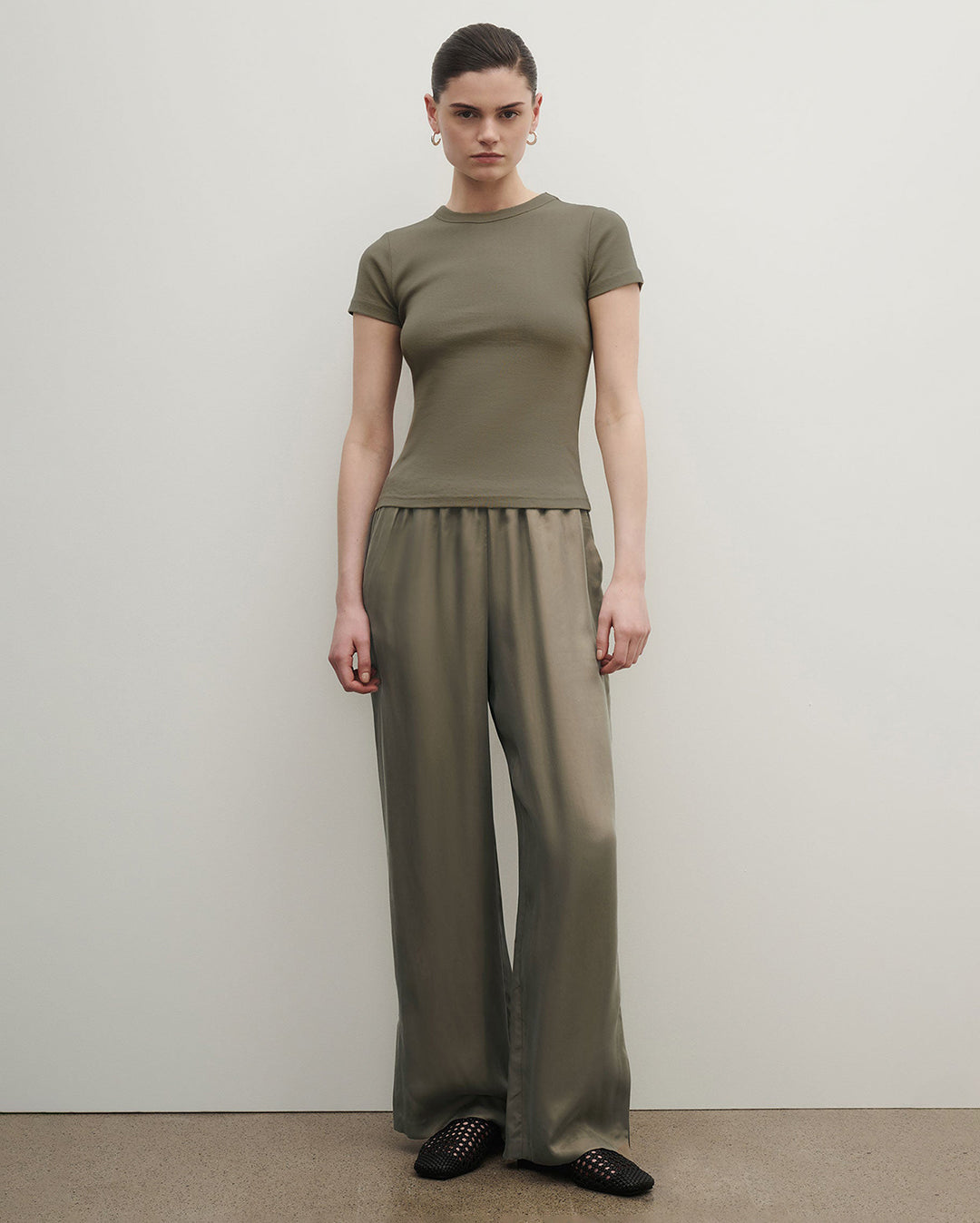 Nude Lucy Organic Baby Tee in sage, from the Australian brand's current collection at Wally New Zealand
