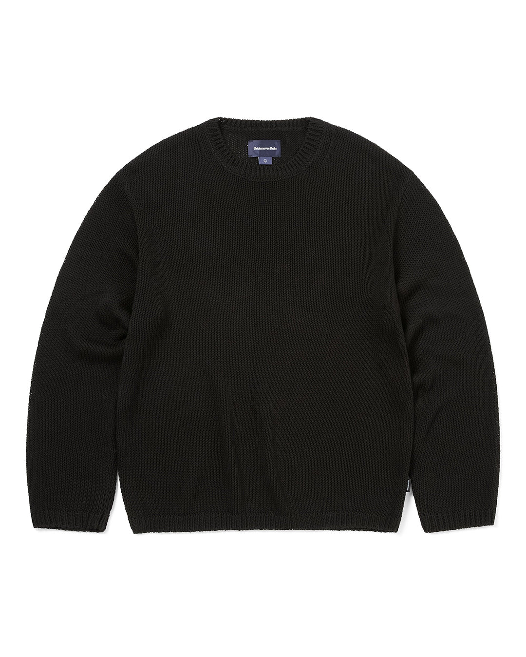 thisisneverthat Loose Gauge Knit Crew in black from the SS26 collection at Wally New Zealand