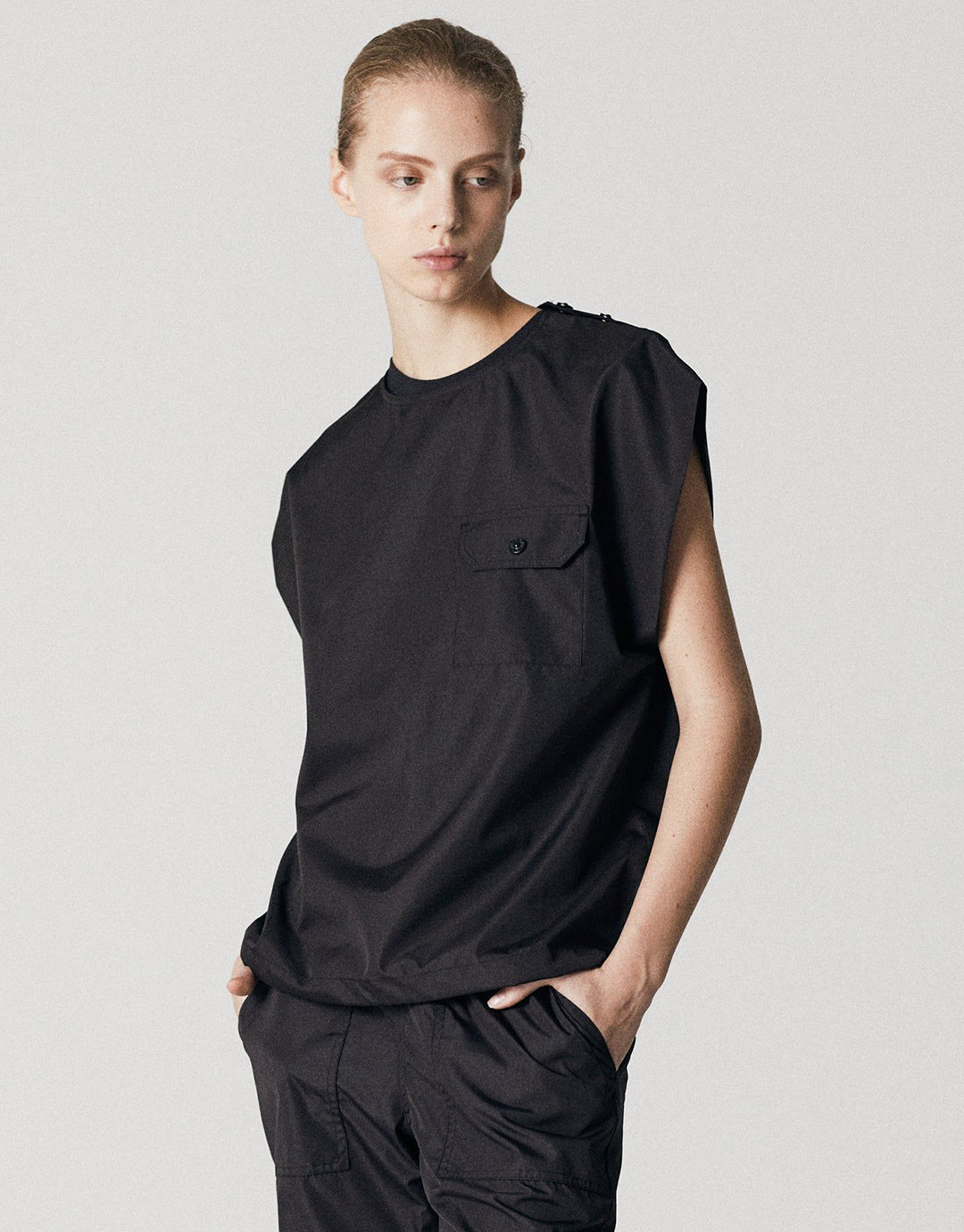 Military No Sleeve Nylon Tank - Black