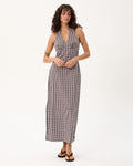 Alexa Echo - Recycled Halter Maxi Dress - Brown / Blue Check - Afends