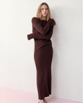 Cecile Knit Maxi Dress - Chocolate - Nude Lucy