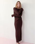 Cecile Knit Maxi Dress - Chocolate - Nude Lucy