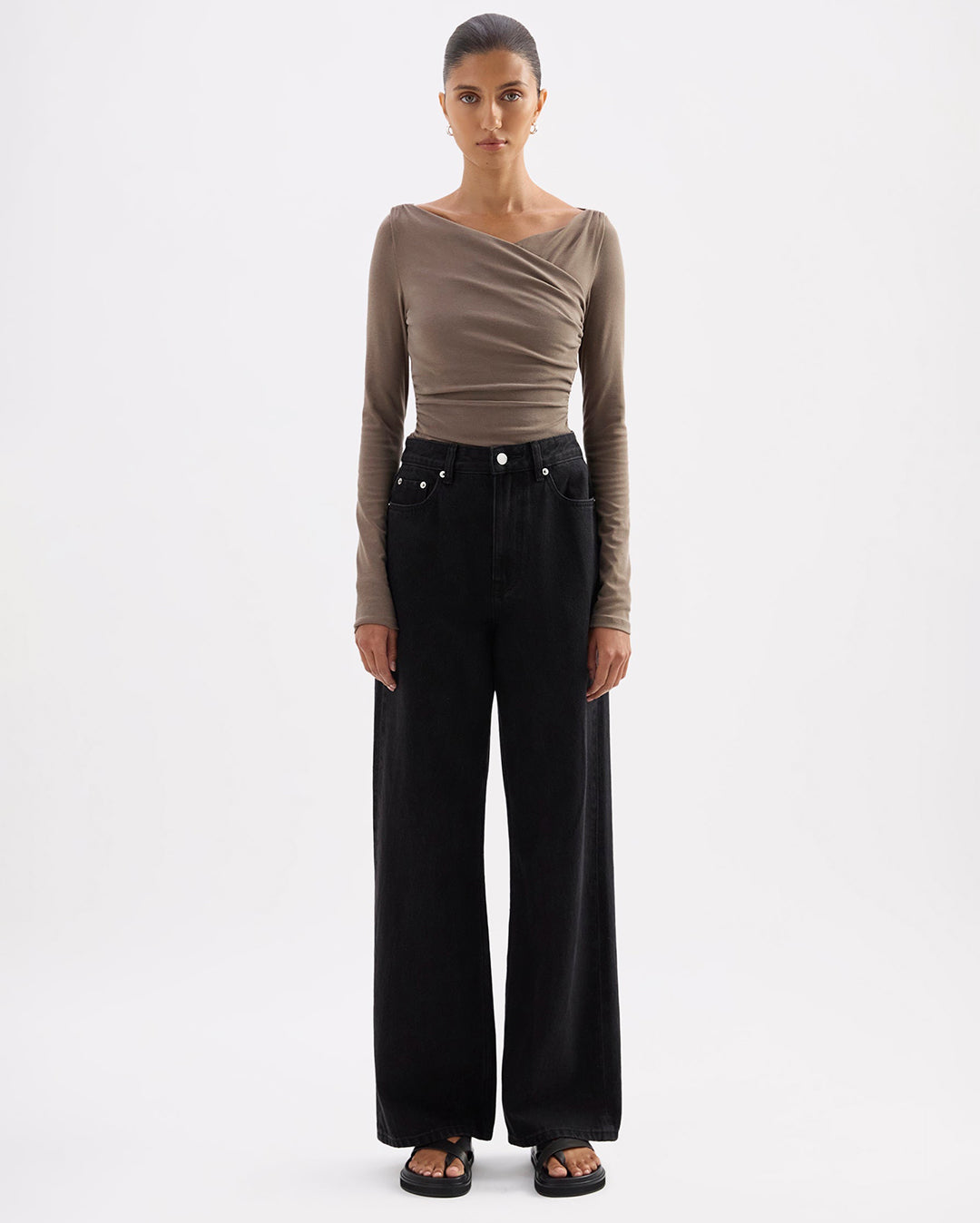 Daniya Long Sleeve Top - Truffle - Nude Lucy
