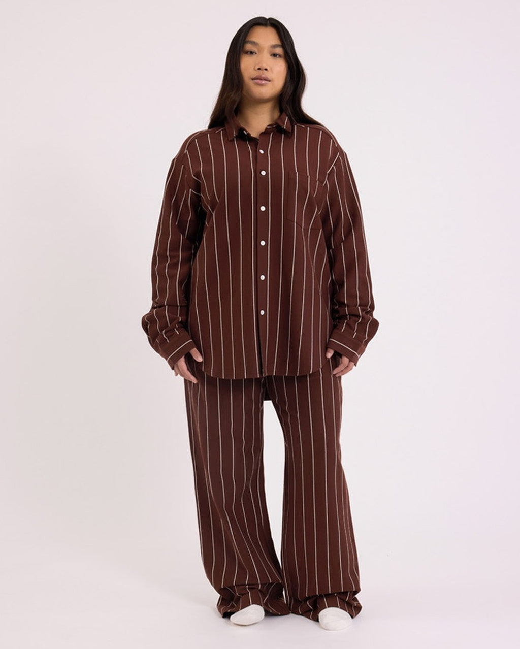 Long Sleeve Sleep Shirt - Mahogany - Hommey