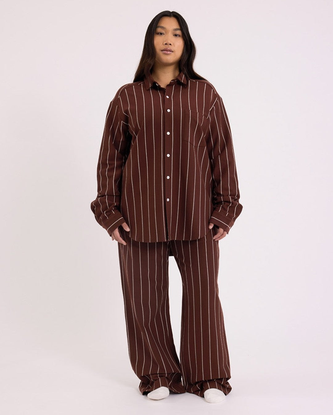 Long Sleeve Sleep Shirt - Mahogany - Hommey