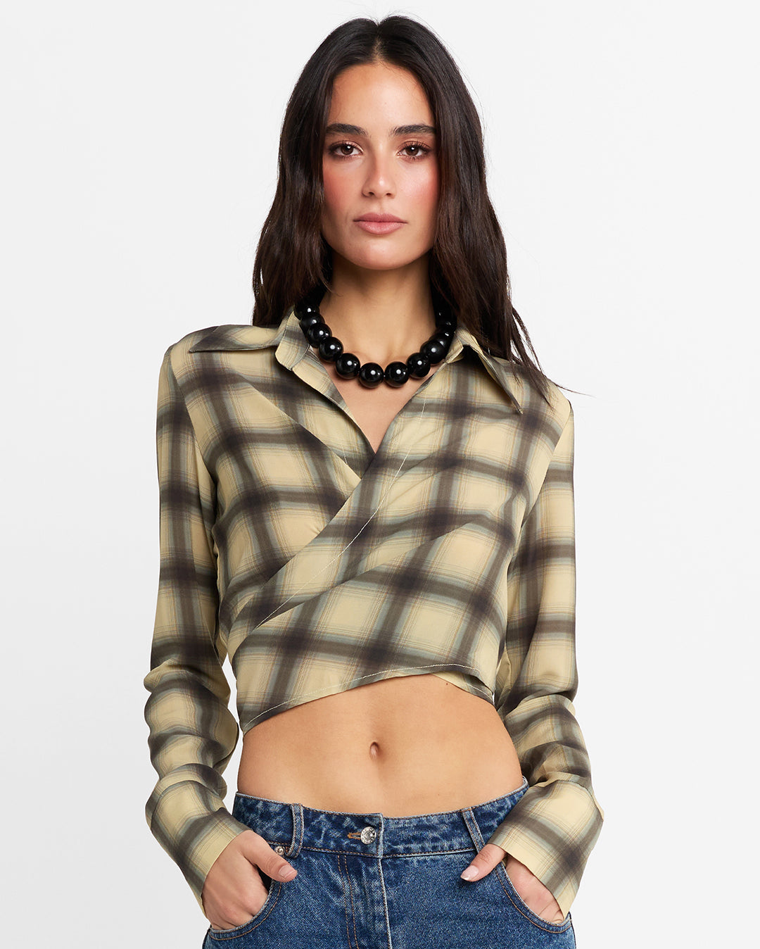 Eloise Wrap Shirt - Check by Madison the Label