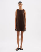 Nemi Linen Dress - Chocolate - Nude Lucy