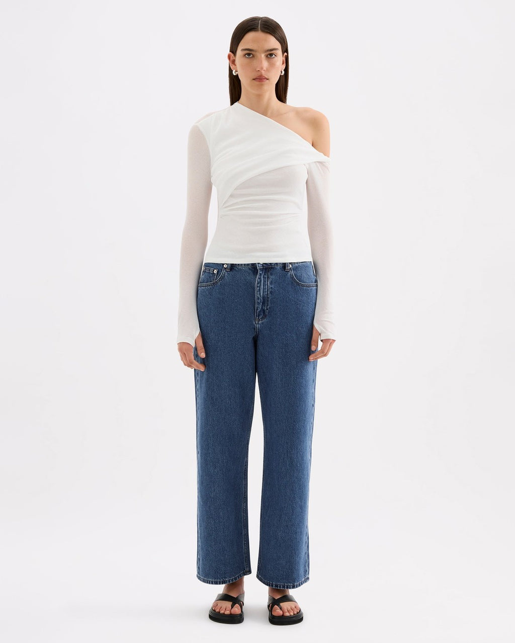 Piper Mesh Long Sleeve Top - Salt - Nude Lucy