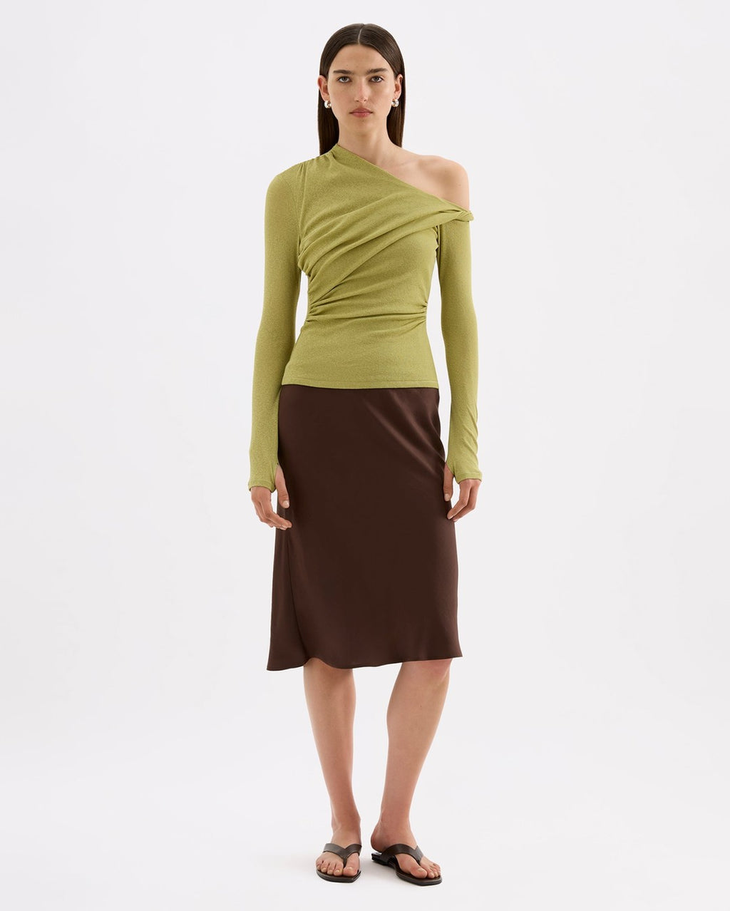 Piper Mesh Long Sleeve Top - Wasabi - Nude Lucy