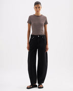 Organic Stripe Baby Tee - Choc Stripe - Nude Lucy
