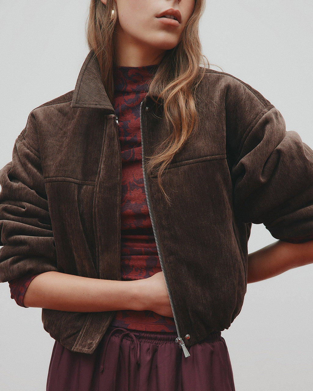Sabina Bomber - Espresso - Nude Lucy