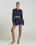 Asymmetric Skort - Navy Pinstripe by Summi Summi