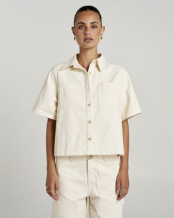 Carpenter Short Sleeve Shirt - Ecru - Summi Summi