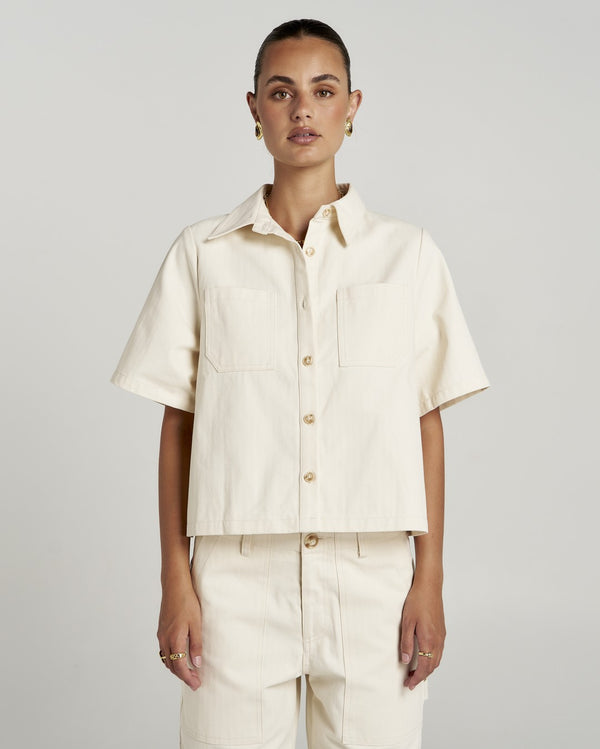 Carpenter Short Sleeve Shirt - Ecru - Summi Summi