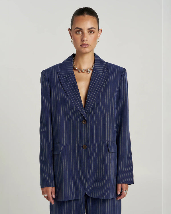 Oversized Blazer - Navy Pinstripe by Summi Summi