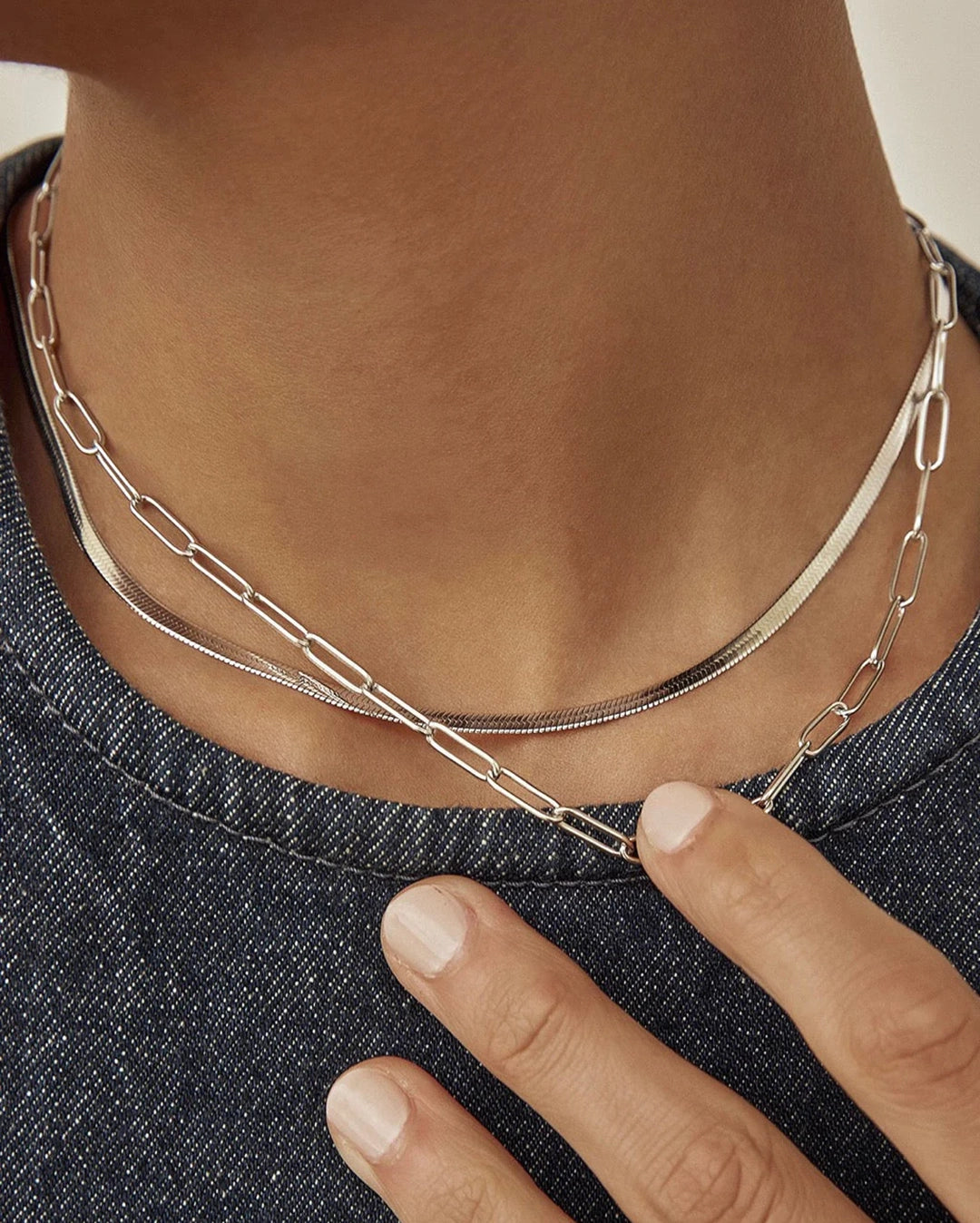 Sylvia Snake Chain Necklace - Silver by Arms of Eve - view 2