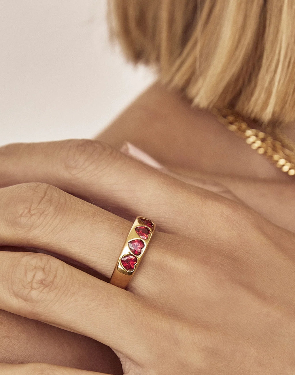 J'adore Gold Ring - Red