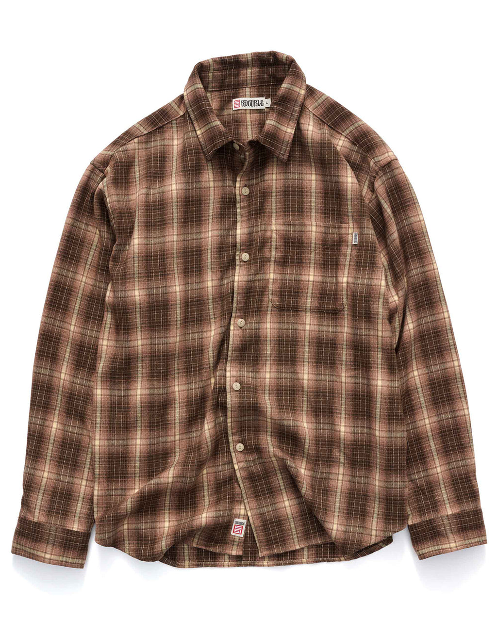 Dover Flannel Long Sleeve Shirt - Mocha - S-Double