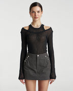 Long Sleeve Cut Out Top - Black - Summi Summi