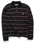 Stripe Long Sleeve Polo - Brown/Black - S-Double
