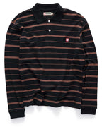 Stripe Long Sleeve Polo - Brown/Black - S-Double