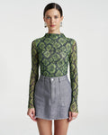 Mesh Long Sleeve Rouched Skivvy - Viper - Summi Summi