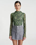 Mesh Long Sleeve Rouched Skivvy - Viper - Summi Summi