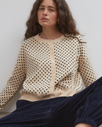 Dawn Cotton Cardigan - Beige Polka Dot - Commonplace Essentials