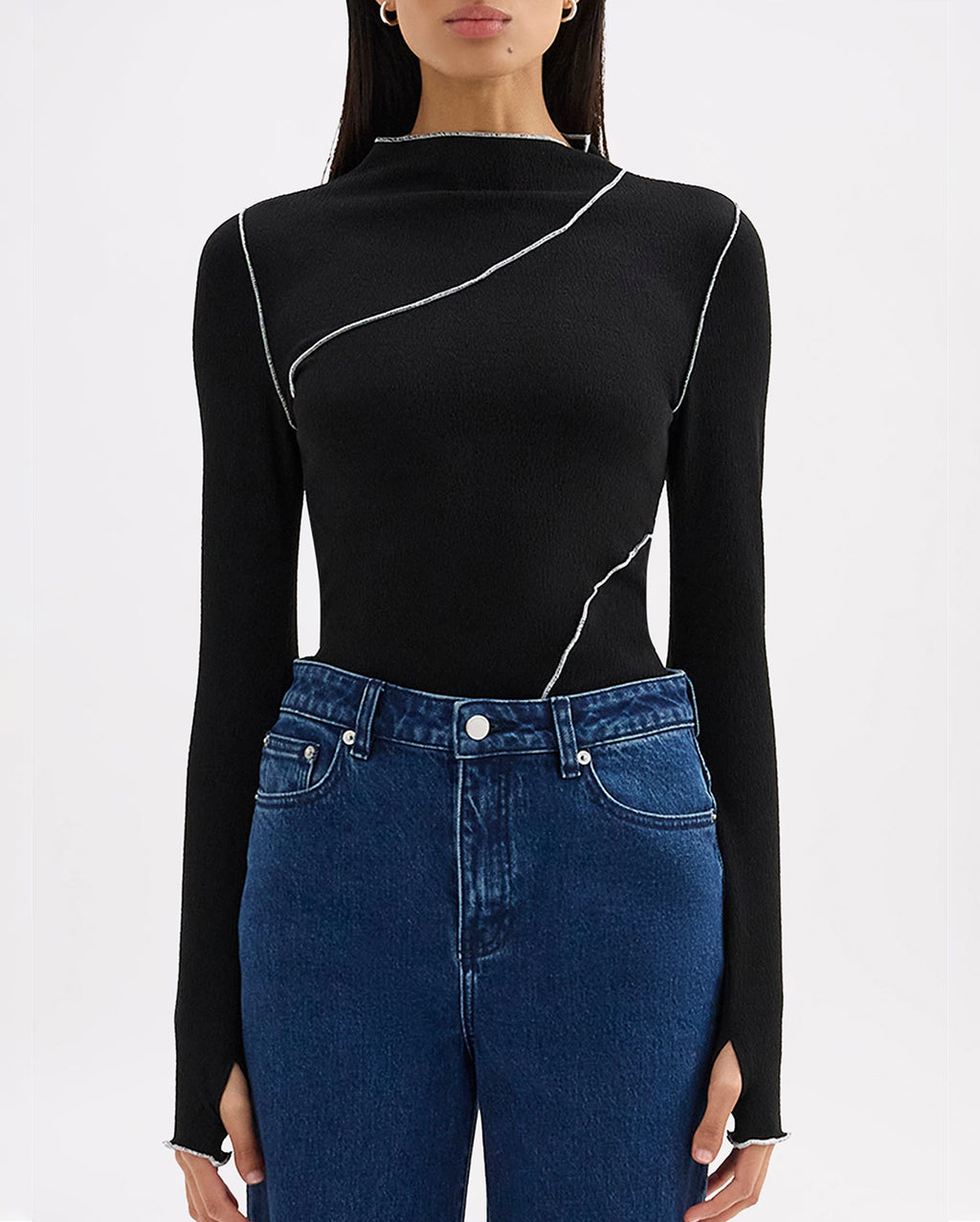 Aslan Long Sleeve Top - Black - Nude Lucy