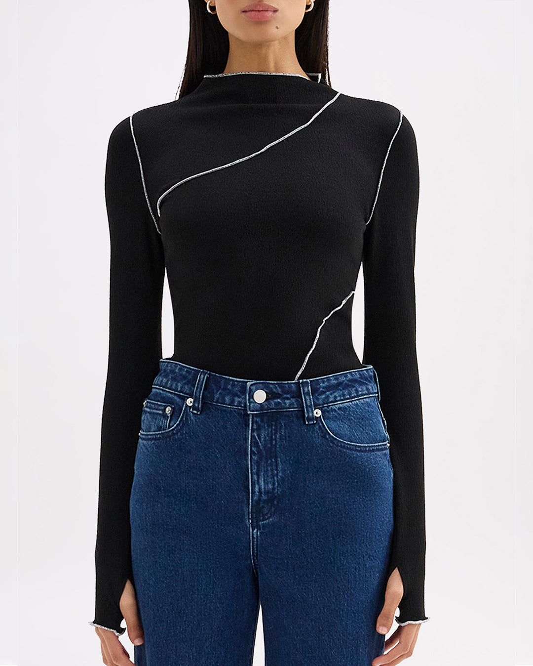 Aslan Long Sleeve Top - Black - Nude Lucy