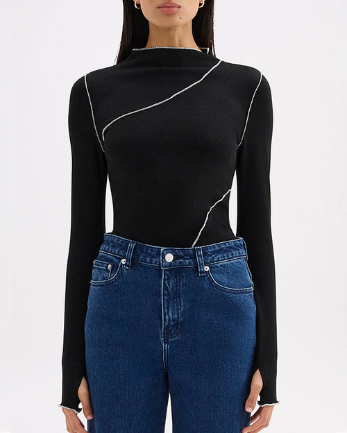 Aslan Long Sleeve Top - Black - Nude Lucy