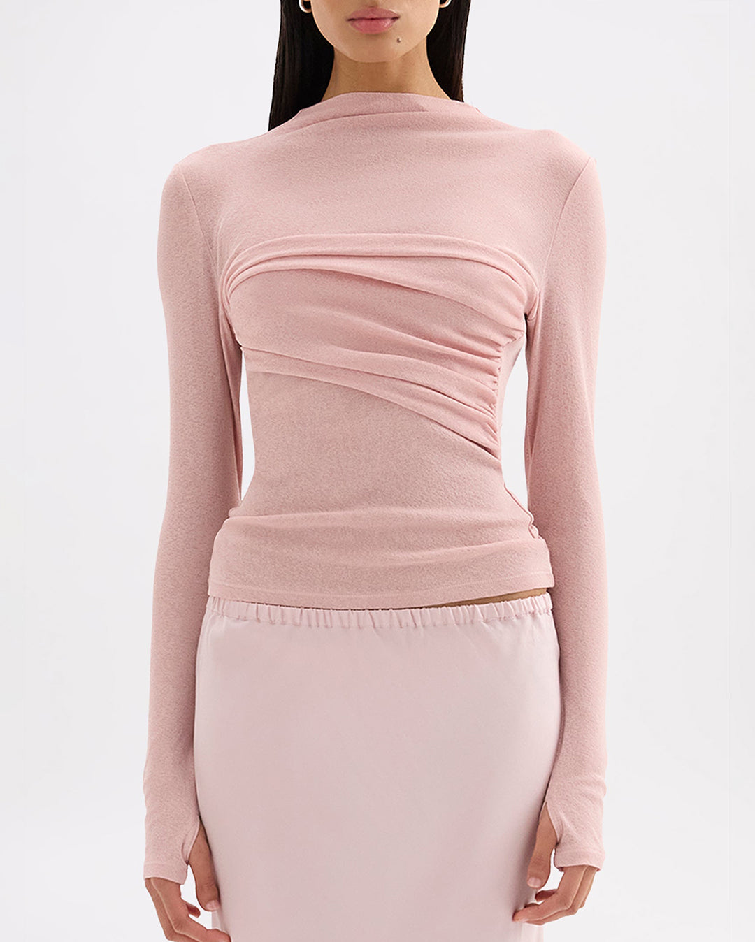 Aster Long Sleeve Mesh Top - Blush - Nude Lucy