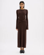 Cecile Knit Maxi Dress - Chocolate - Nude Lucy
