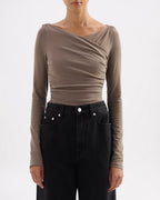 Daniya Long Sleeve Top - Truffle - Nude Lucy