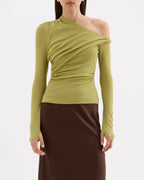Piper Mesh Long Sleeve Top - Wasabi - Nude Lucy
