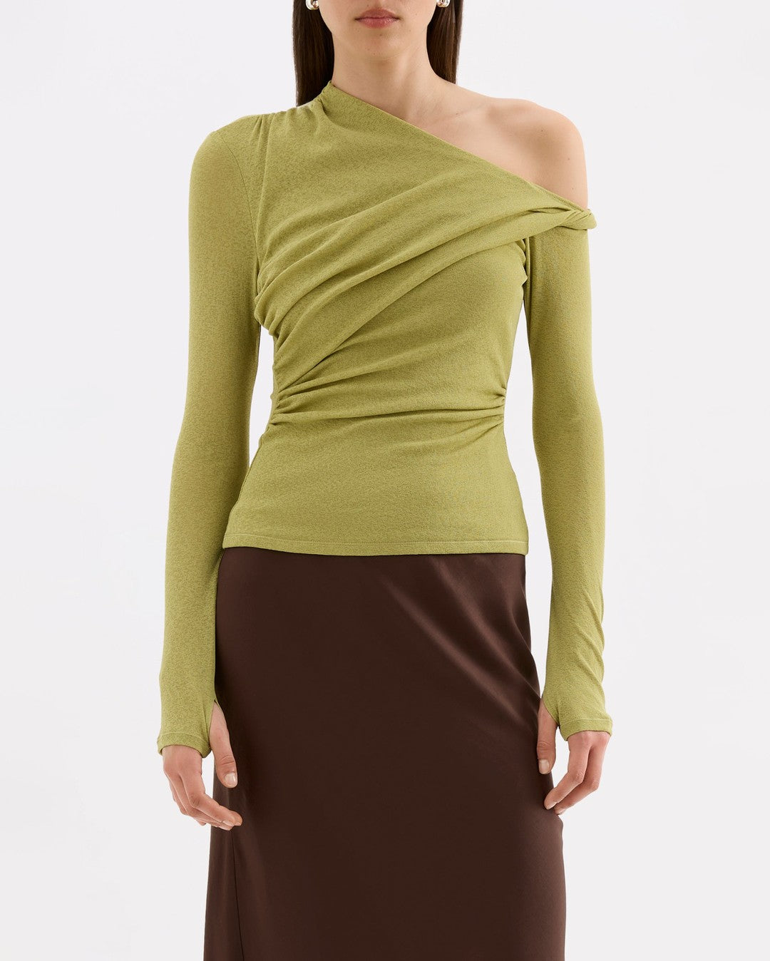 Piper Mesh Long Sleeve Top - Wasabi - Nude Lucy