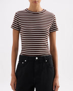 Organic Stripe Baby Tee - Choc Stripe - Nude Lucy