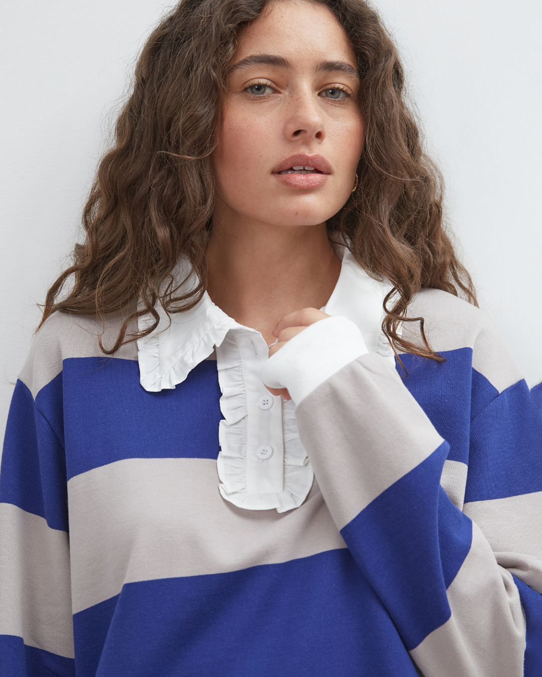 Ocean Frill Polo - Navy/Grey/White - Commonplace Essentials