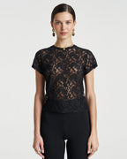Lace Baby Doll Tee - Black - Summi Summi