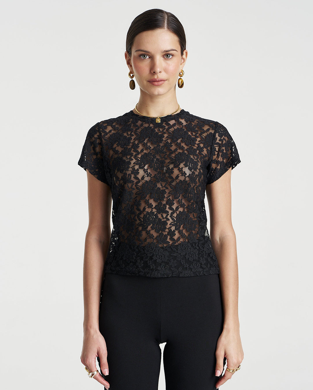 Lace Baby Doll Tee - Black - Summi Summi